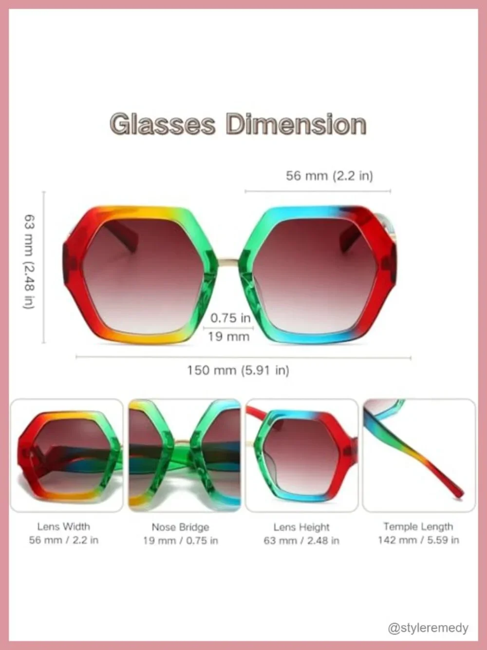 Oversized Retro Hexagonal Sunglasses UV400 Protection Polycarbonate Frame